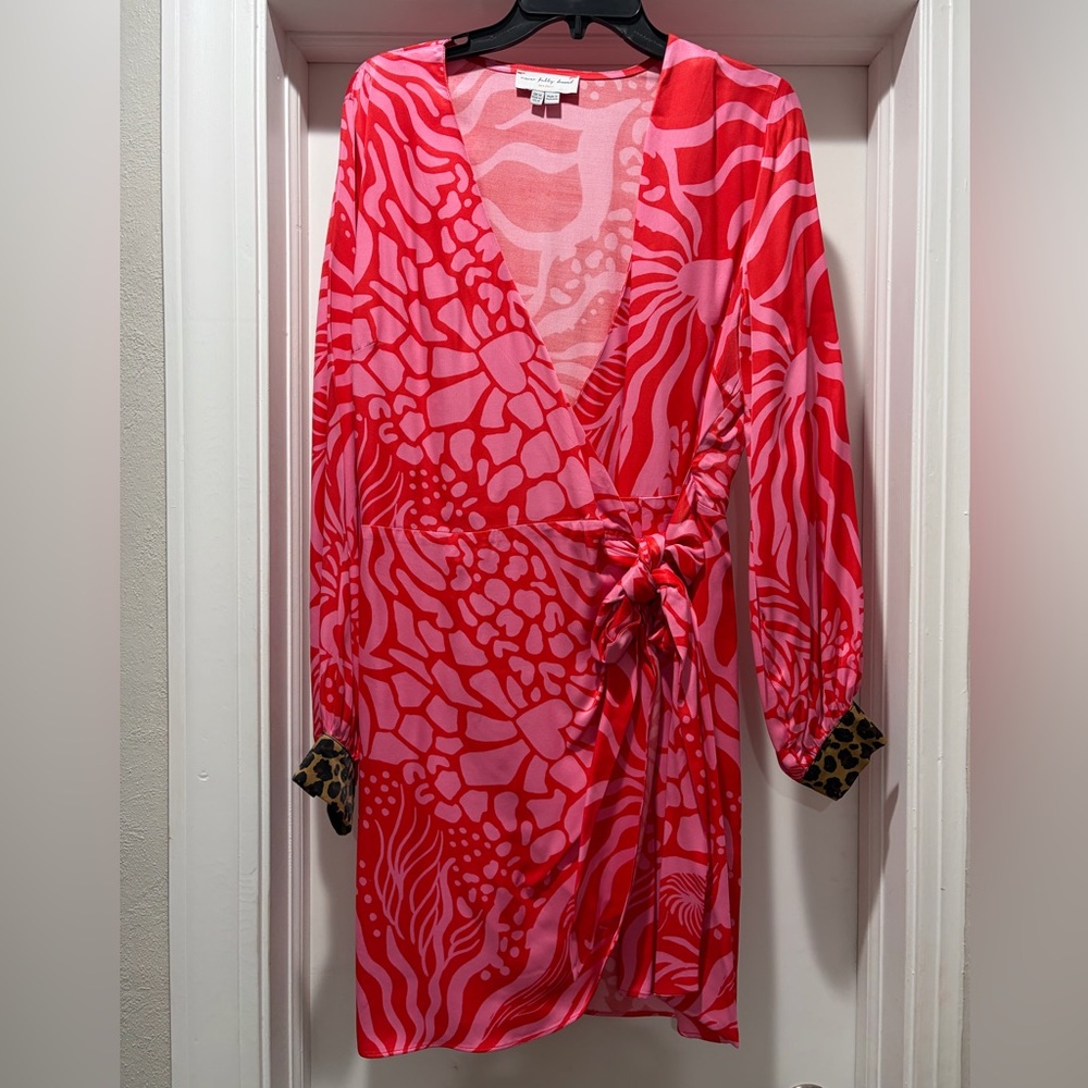 Never Fully Dressed Red and Pink Dress with Leopard Cuffs